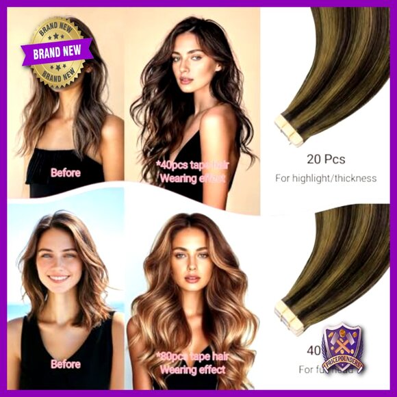 18 Inch Tape-In Human Hair Extensions 50g 20pcs Seamless Straight main image 6